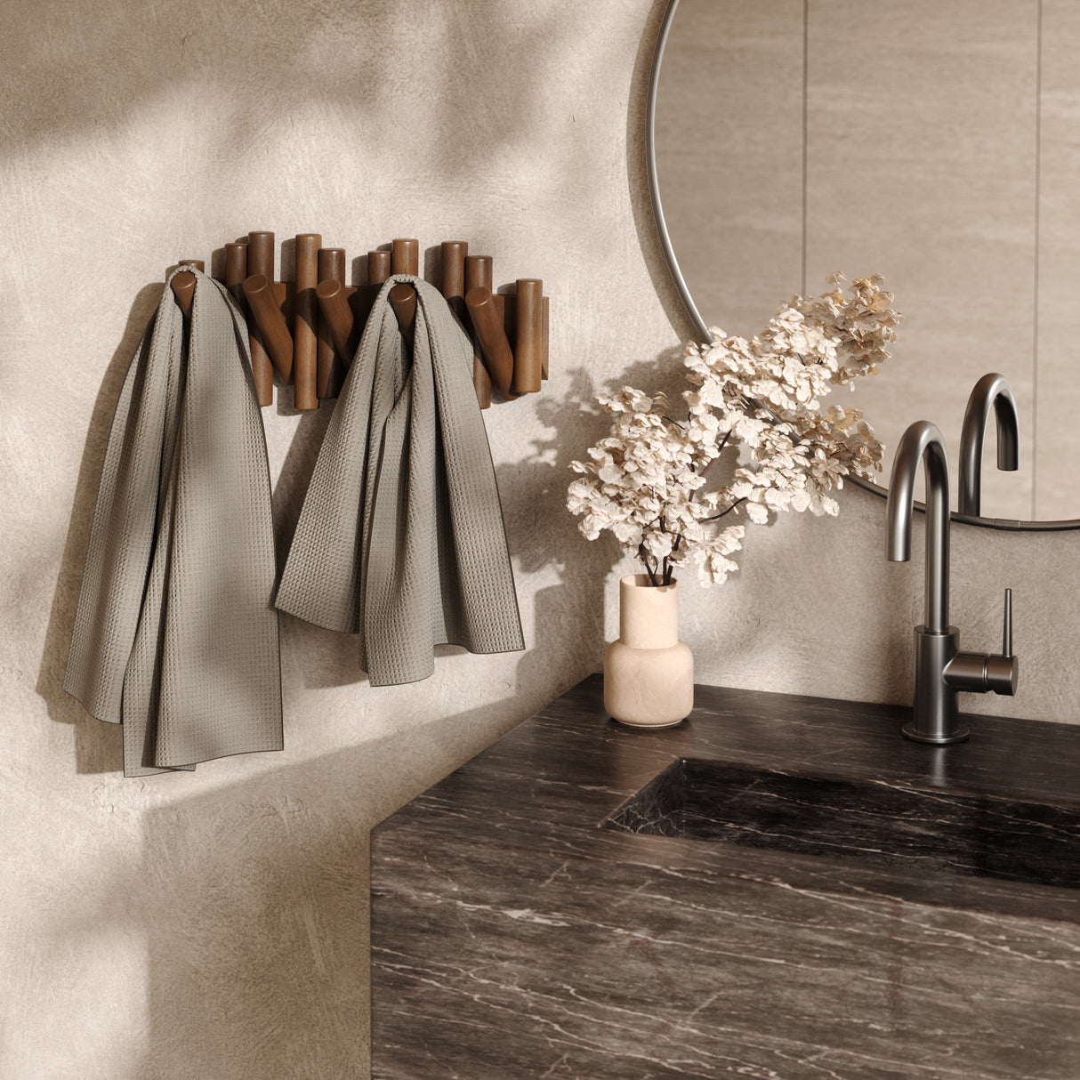 Picket Wall Hook Bundle - Aged Walnut