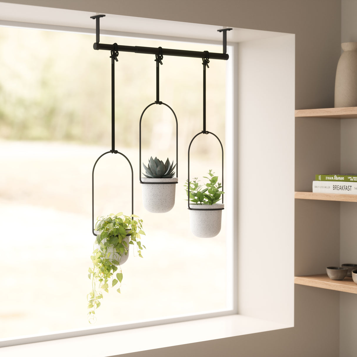 Triflora Hanging Planter - Set Of 3 - White/Black