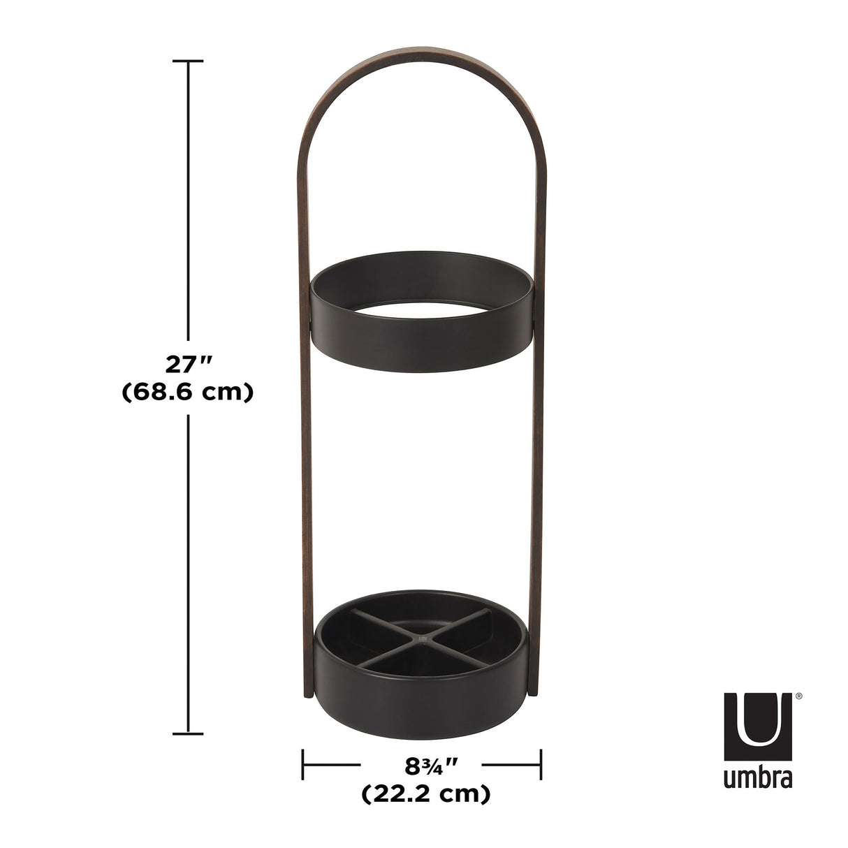 Bellwood Umbrella Stand - Black/Walnut