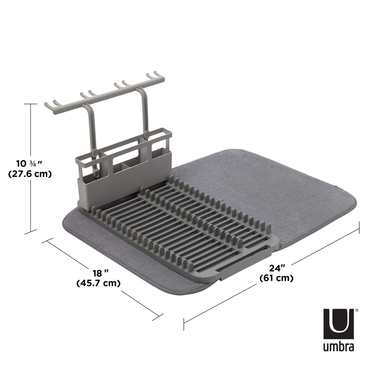 UDry Dish Rack with Dry Mat - Charcoal
