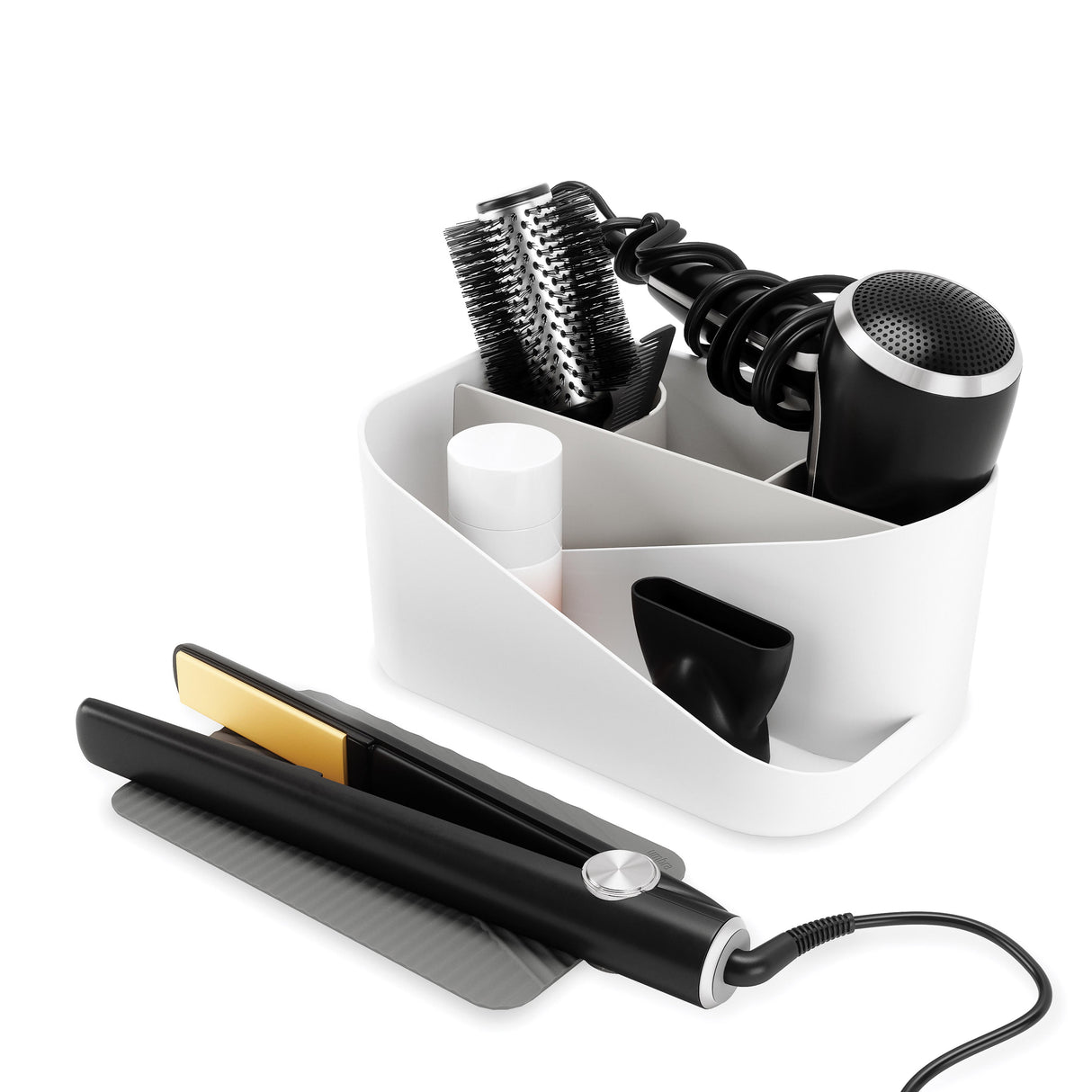 Glam Hair Tool Organiser - White/Charcoal