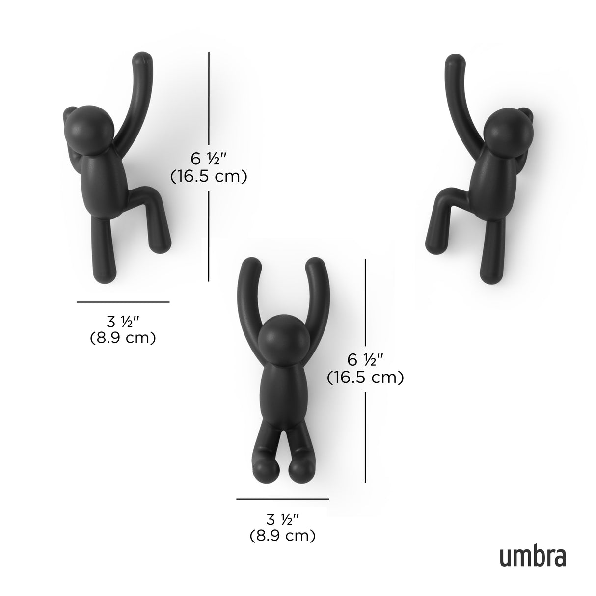 Buddy Wall Hooks Set of 3 - Black