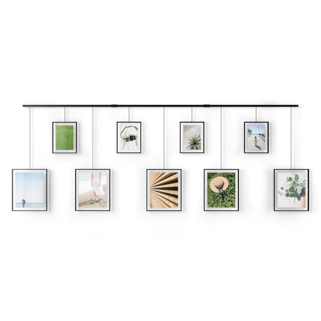 Exhibit Wall Picture Frame Display, Set of 9 - Black