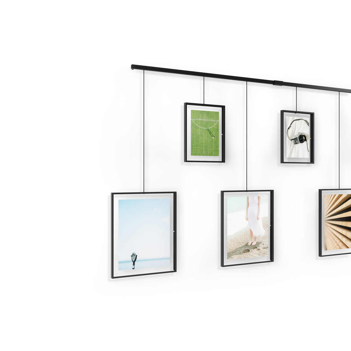 Exhibit Wall Picture Frame Display, Set of 9 - Black