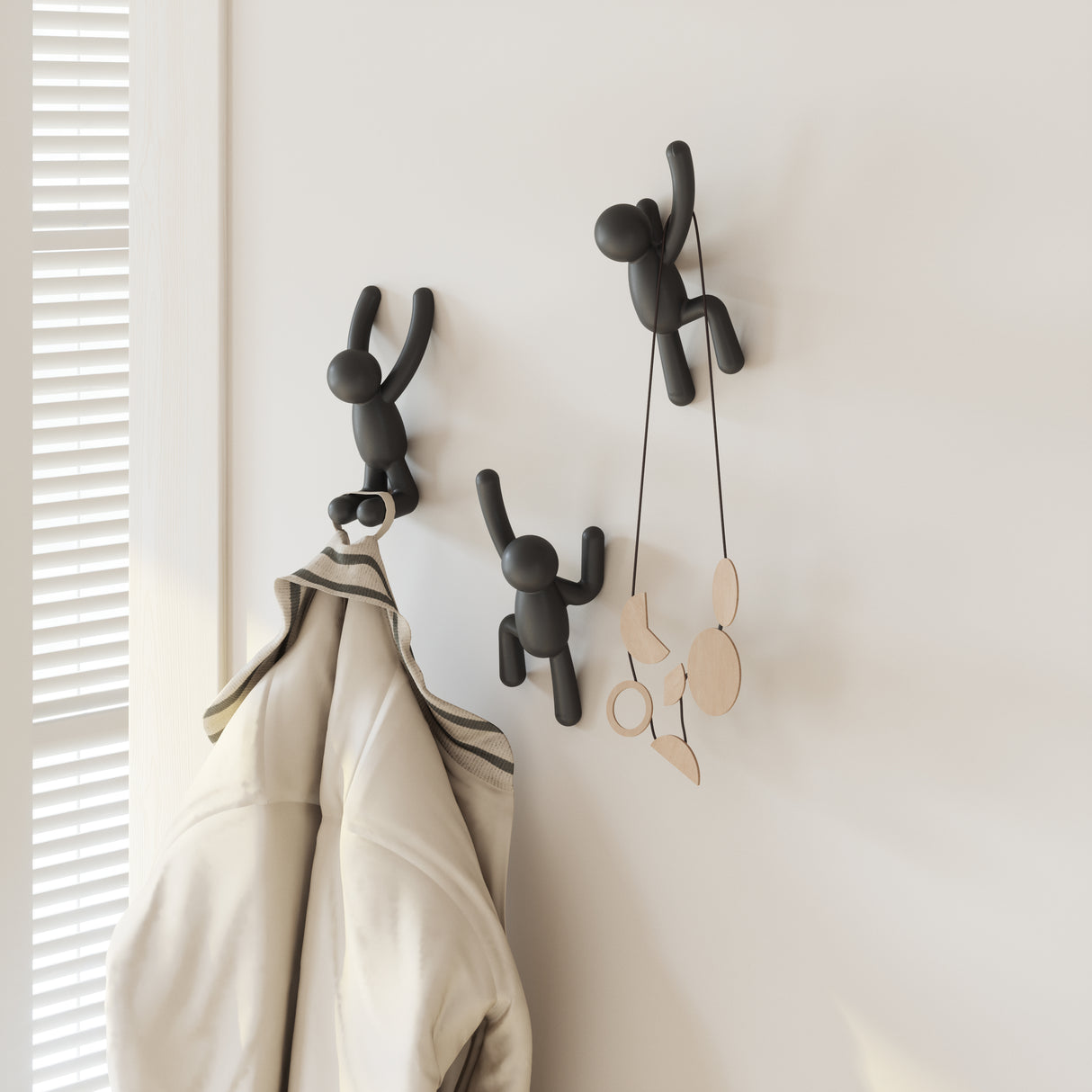 Buddy Wall Hooks Set of 3 - Black