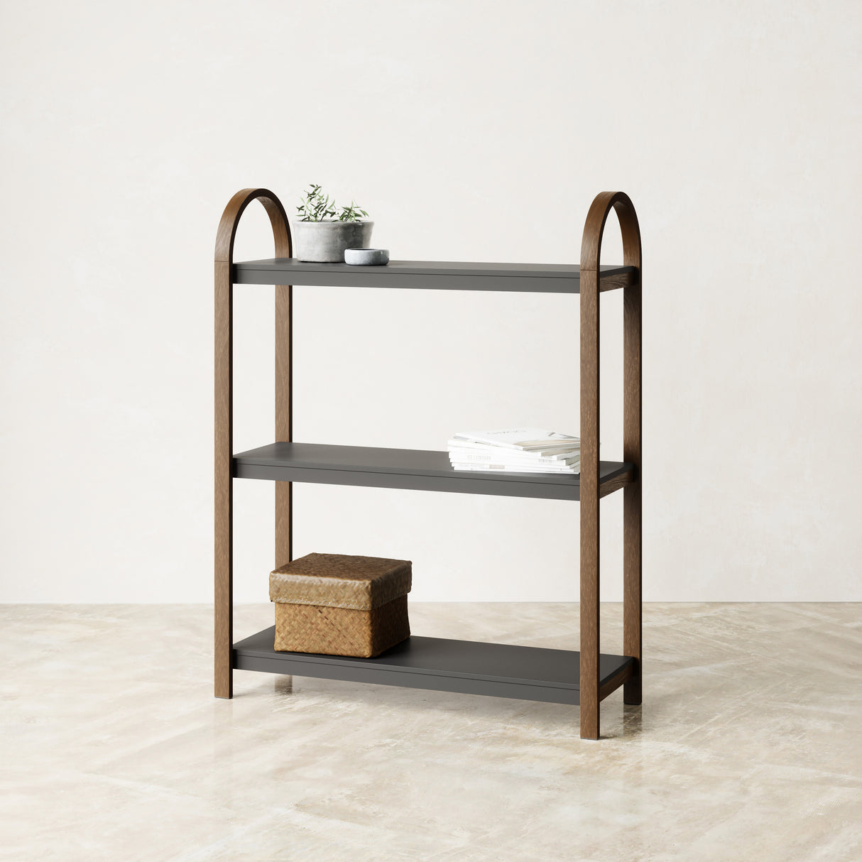 Bellwood Freestanding Shelf 3 Tier - Black/Walnut