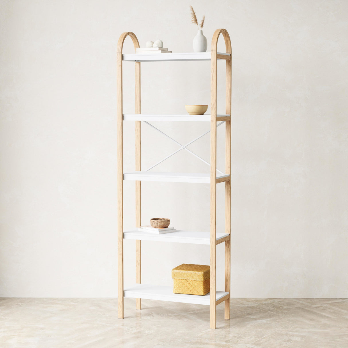 Bellwood Freestanding Shelf 5 Tier - White/Natural