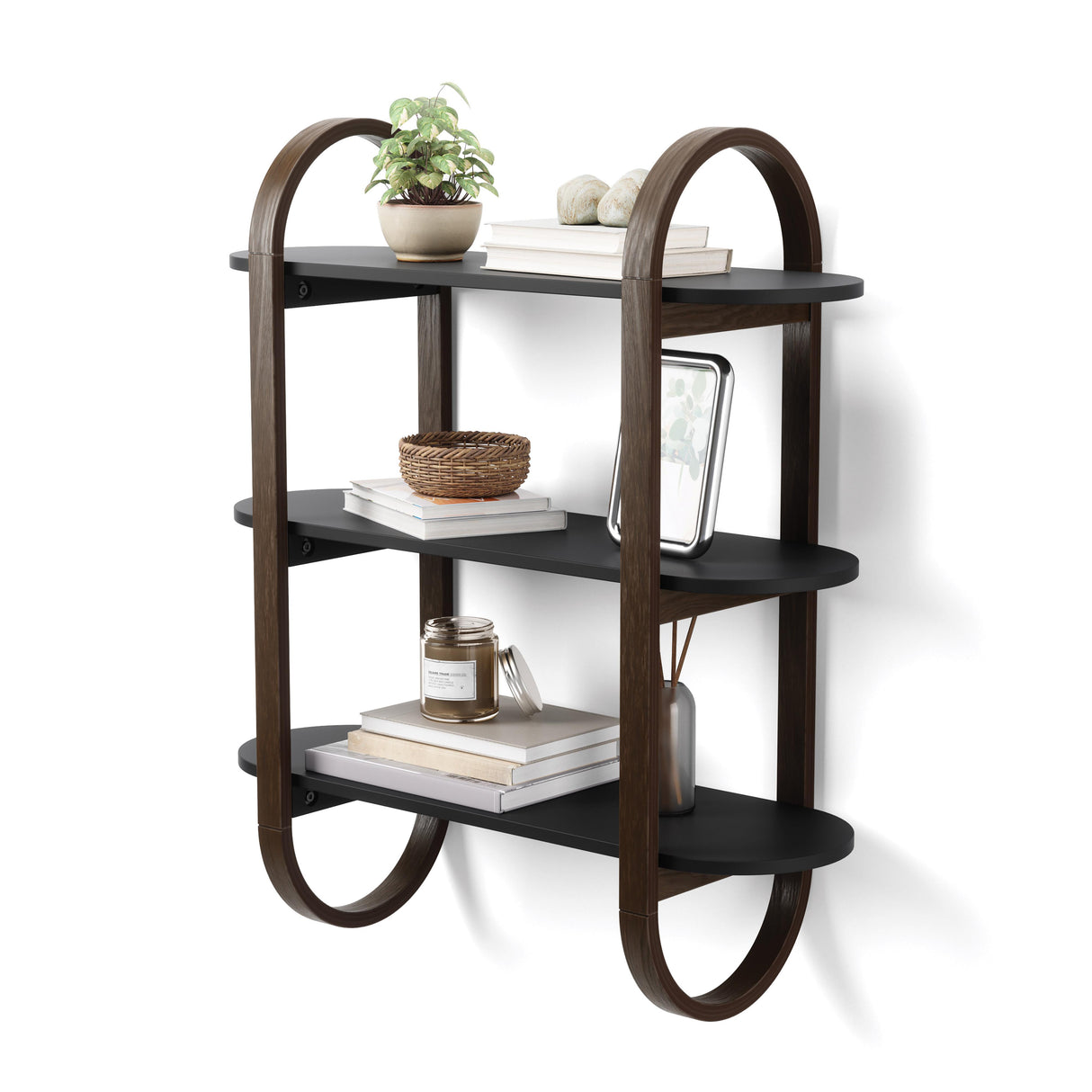 Bellwood Wall Shelf - Black/Walnut