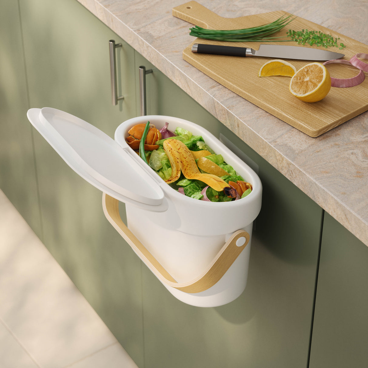 Bellwood Compost Bin - White/ Natural