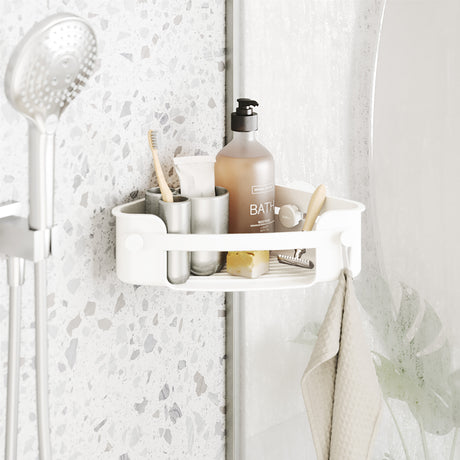 Flex Adhesive Corner Shower Caddy - White