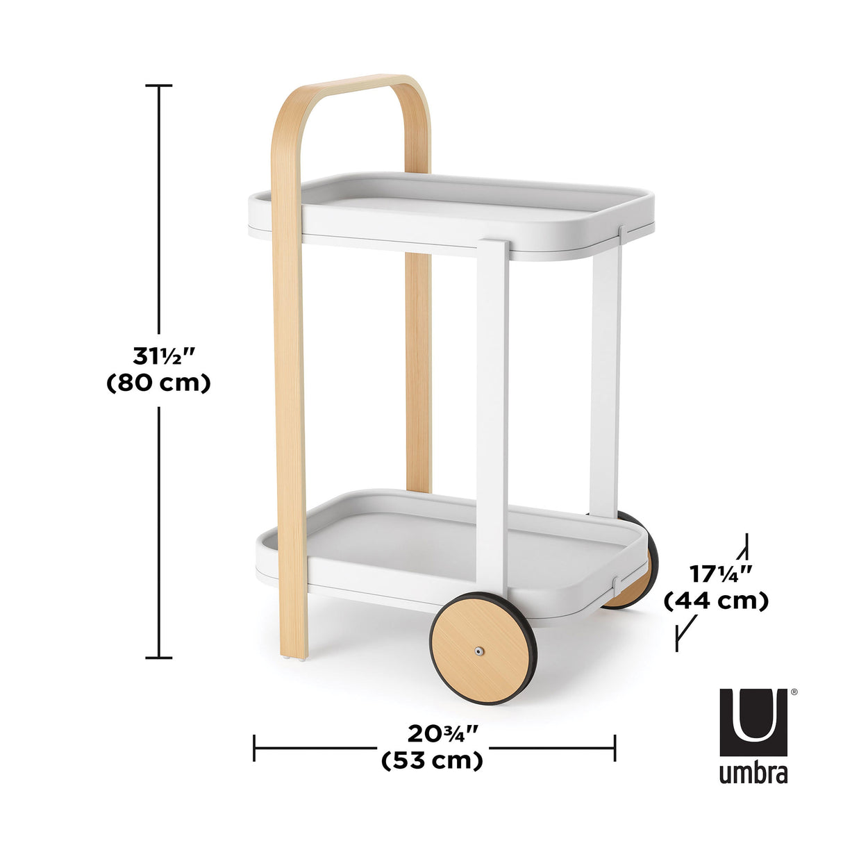 Bellwood Bar Serving Cart - White & Natural