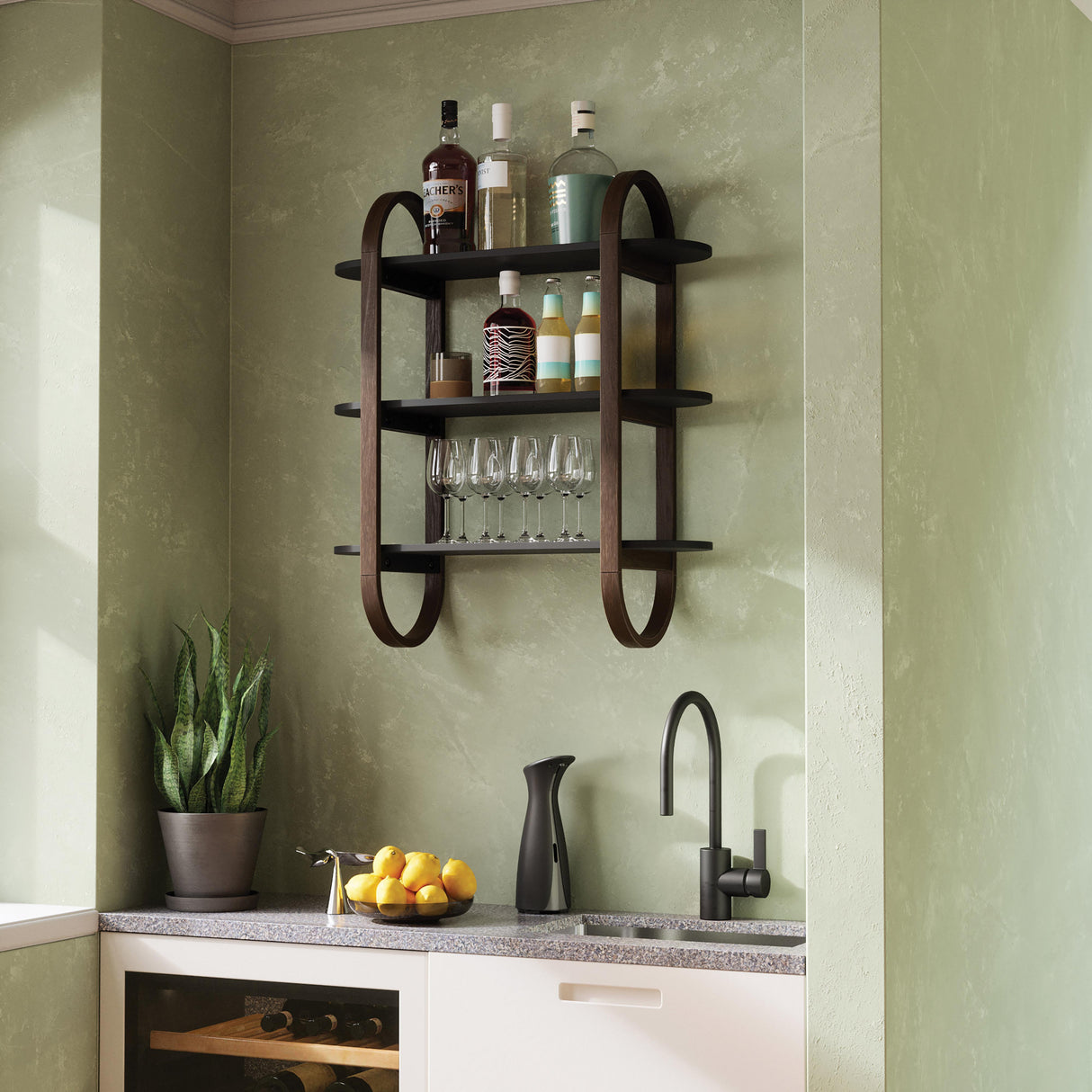 Bellwood Wall Shelf - Black/Walnut