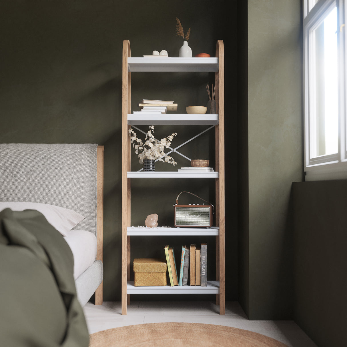 Bellwood Freestanding Shelf 5 Tier - White/Natural