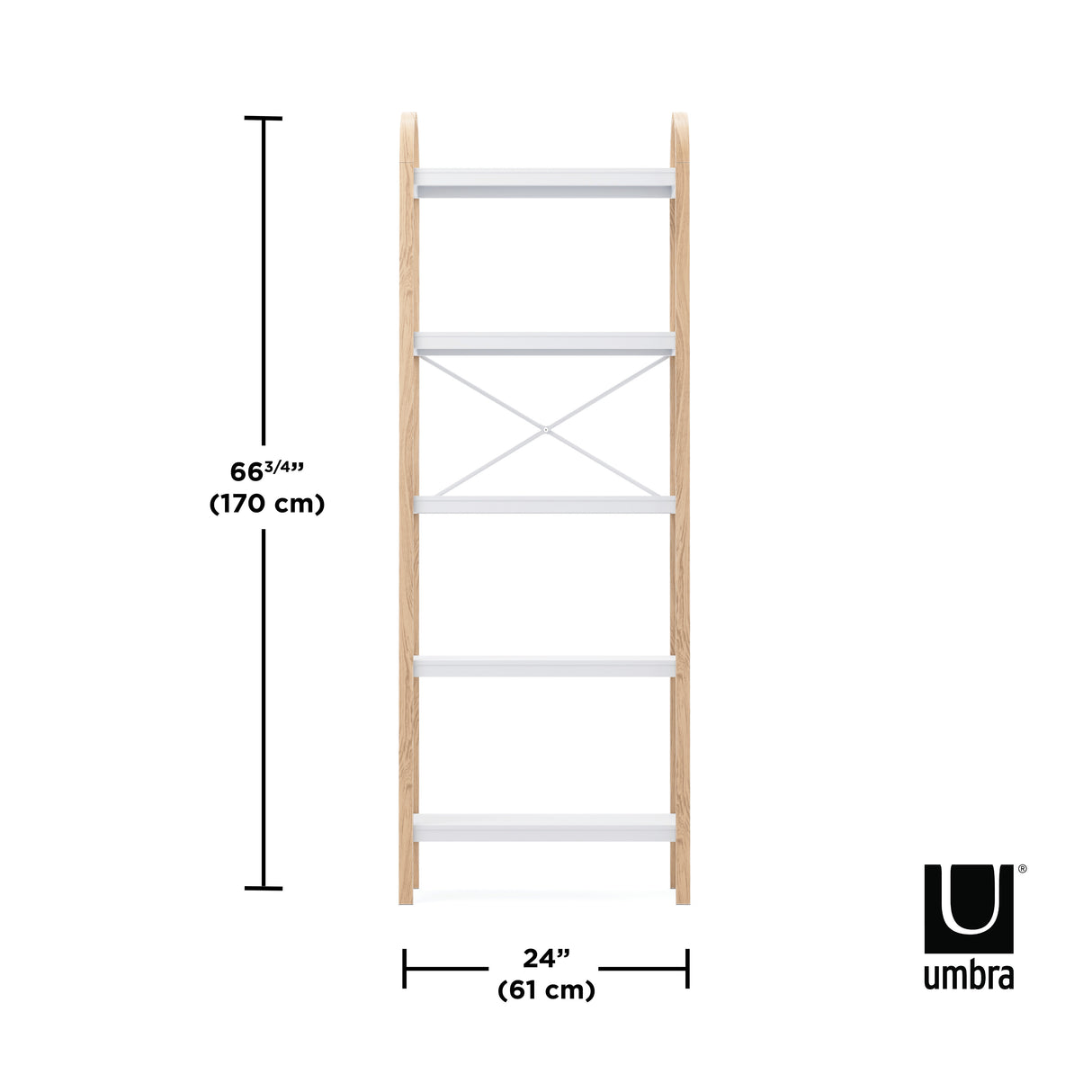 Bellwood Freestanding Shelf 5 Tier - White/Natural