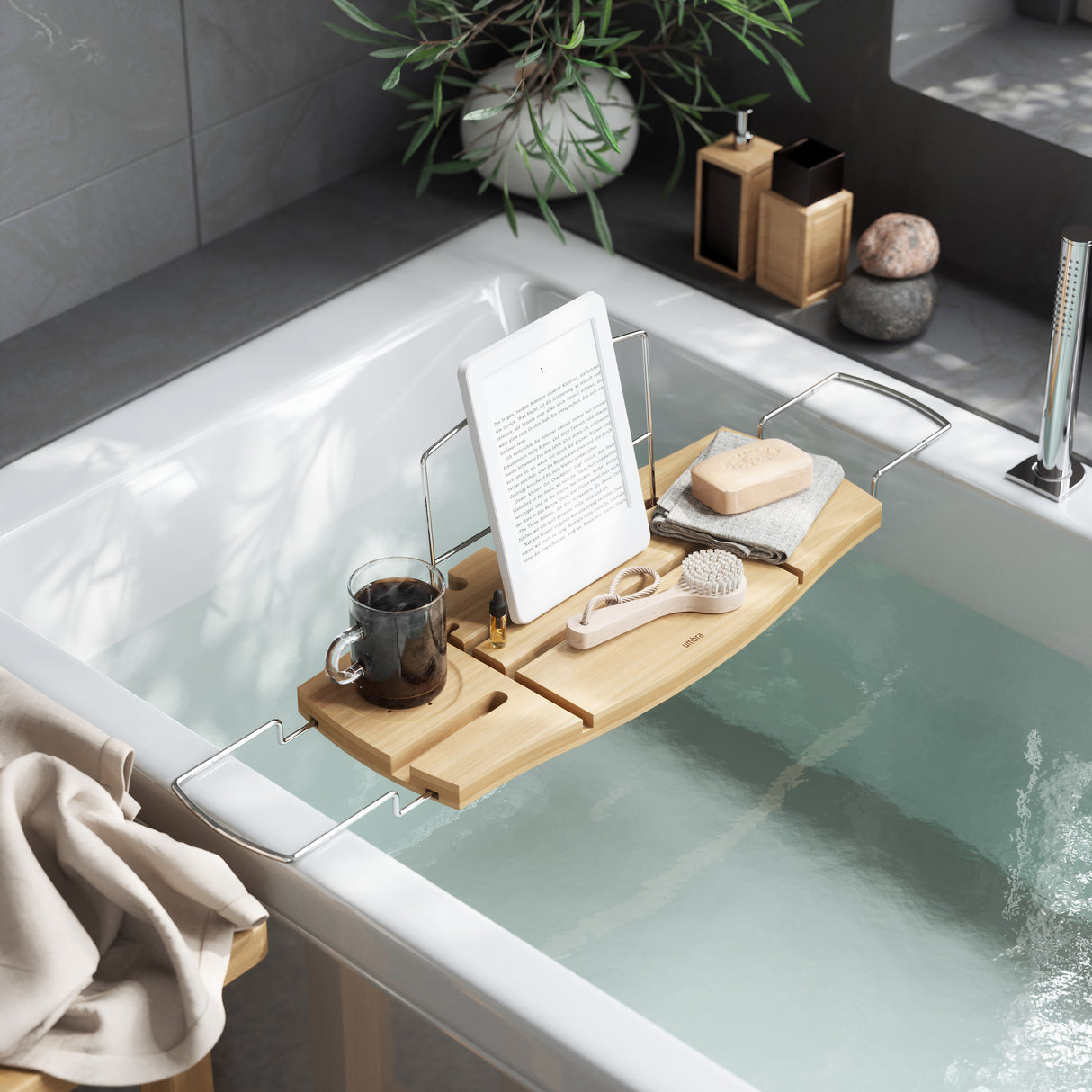 Aquala Bathtub Caddy & Tray - Natural