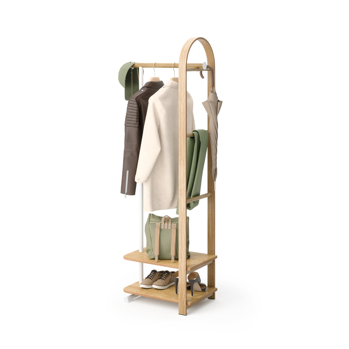 Bellwood Coat Rack - White-Natural