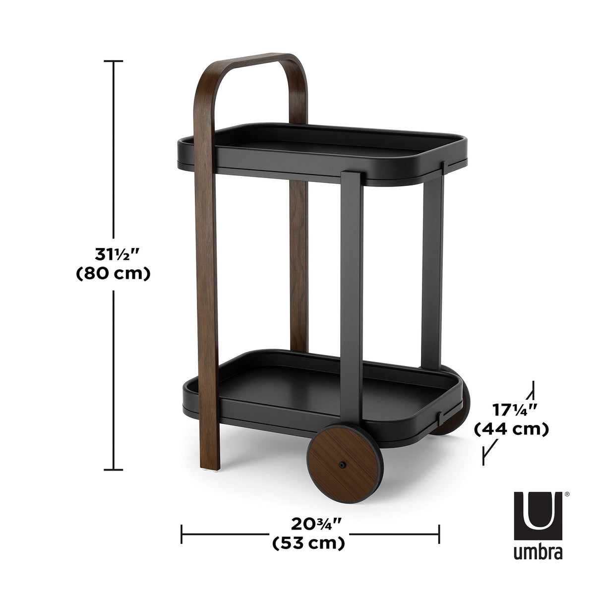 Bellwood Bar Serving Cart - Black & Walnut