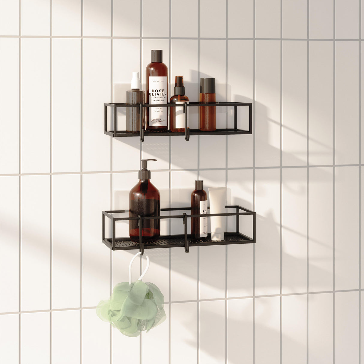 Cubiko Adhesive Shower Caddy - Set of 2 - Black