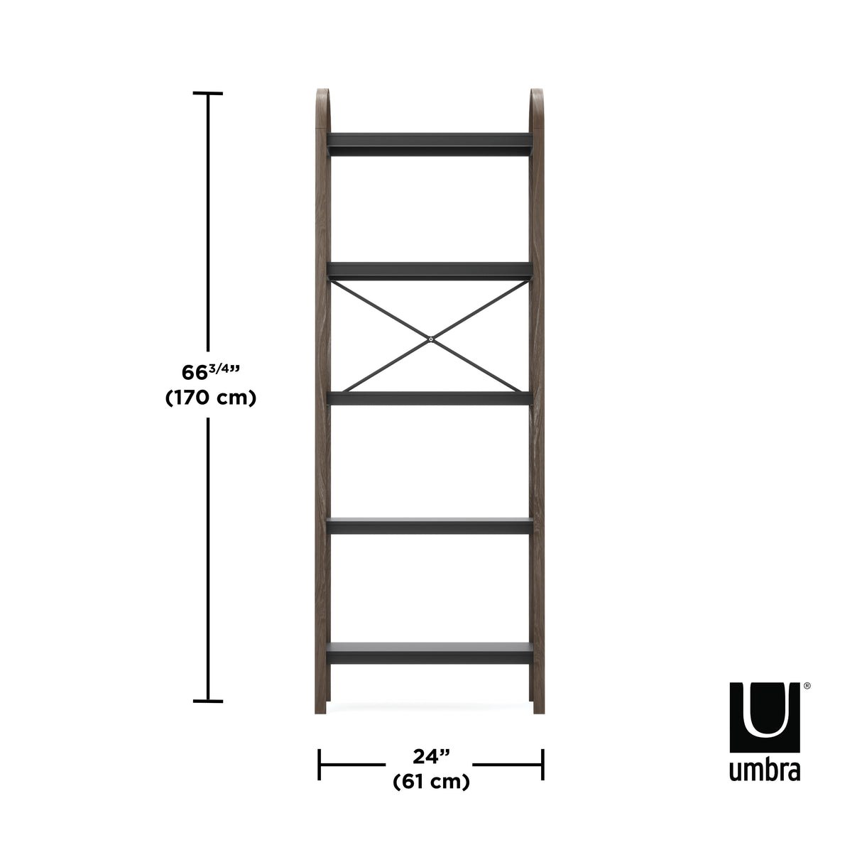 Bellwood Freestanding Shelf 5 Tier - Black/Walnut