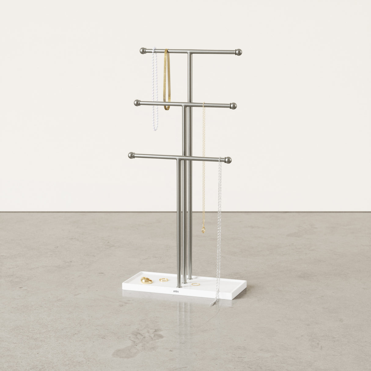 Trigem Jewellery Stand - White/Nickel