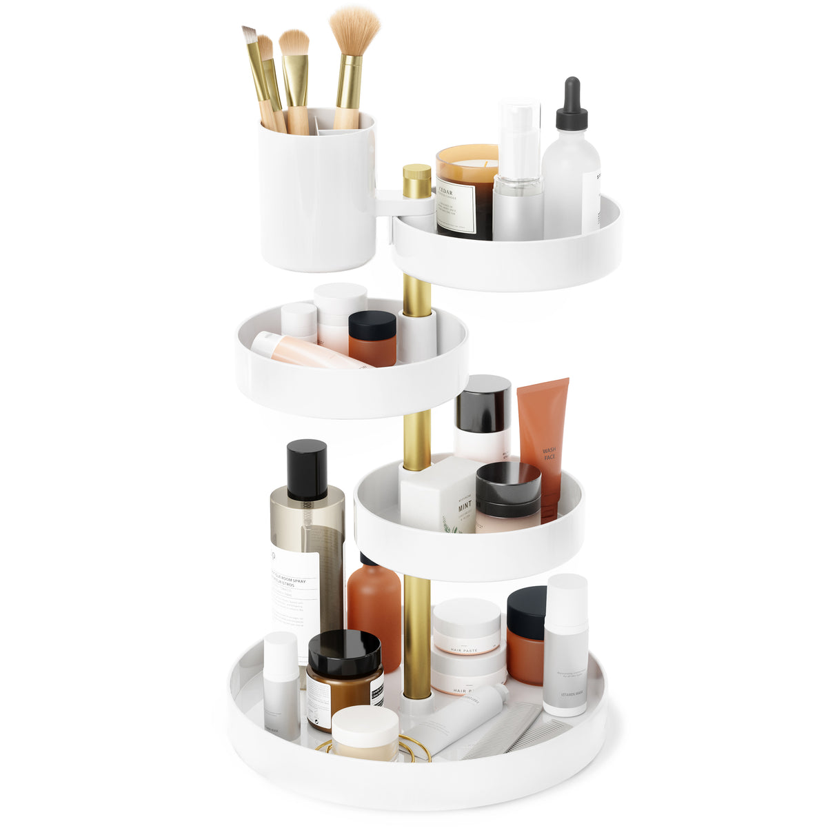 Pirouette Organiser - White/Brass