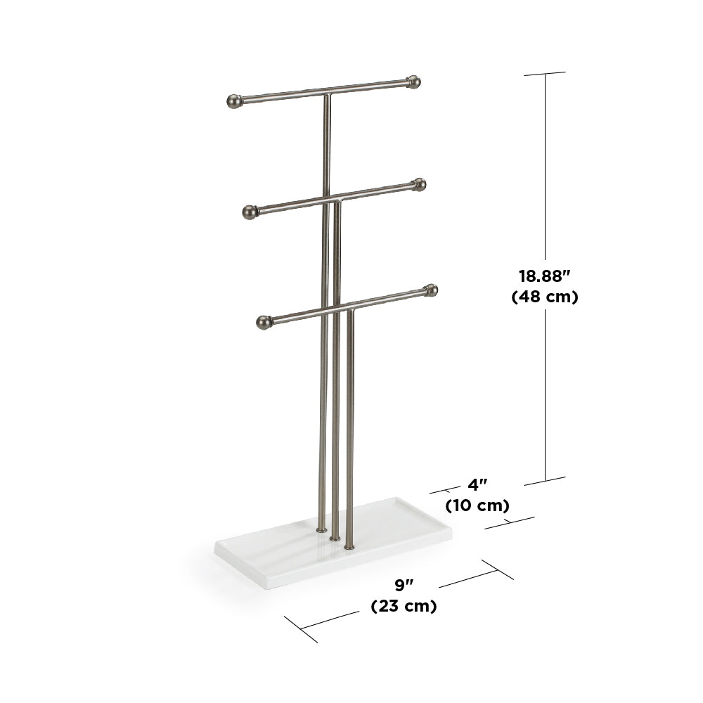 Trigem Jewellery Stand - White/Nickel