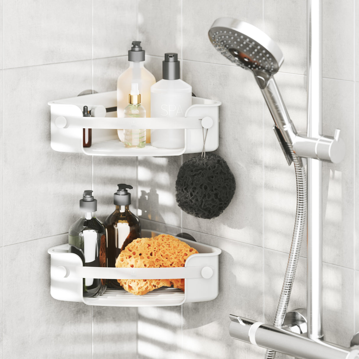 Flex Adhesive Corner Shower Caddy - White